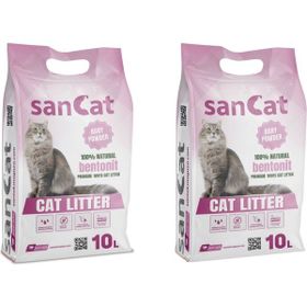 Sancat 2x10 lt Bebek Pudrası Kokulu Premium Beyaz Kedi Kumu