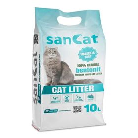 Sancat 2x10 lt Marsilya Sabunu Kokulu Premium Beyaz Kedi Kumu