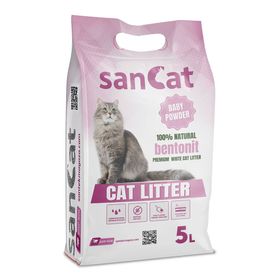 Sancat 2x5 lt Bebek Pudrası Kokulu Premium Beyaz Kedi Kumu