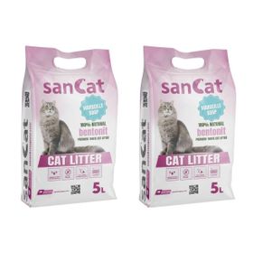 Sancat 2x5 lt Marsilya Sabunu Kokulu Premium Beyaz Kedi Kumu