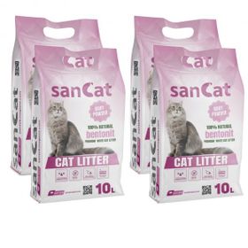 Sancat 4x10 lt Bebek Pudrası Kokulu Premium Beyaz Kedi Kumu