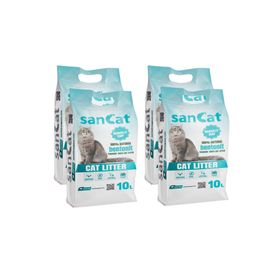 Sancat 4x10 lt Marsilya Sabunu Kokulu Premium Beyaz Kedi Kumu