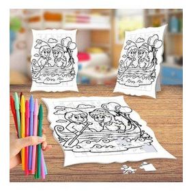 Sandaldaki Arkadaşlar Boyama Puzzle Tablo