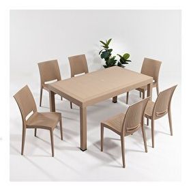 Sandalie Rattan Cappucino 90x150 cm Bahçe Masa Seti