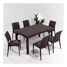 Sandalie Rattan Kahve 90x150 cm Bahçe Masa Seti