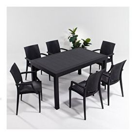 Sandalie Rattan Kollu 90x150 cm Antrasit Bahçe Seti