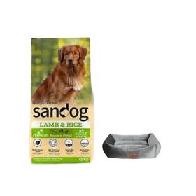 Sandog Premium Lamb Rice 15 kg Yavru Köpek Maması + Mini Small Gri Yatak