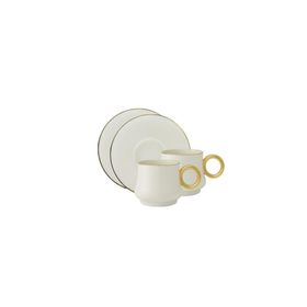 Sandro Moreno 1453 4 Parça Duble Yüzük Full Gold Kahve Fincan Seti