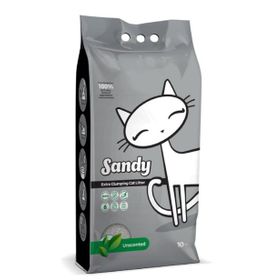 Sandy 10 kg Hassas Kediler İçin Kokusuz Tozsuz Topaklanan Sodyum Bentonit Gri Kedi Kumu