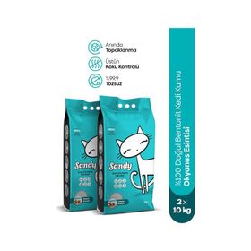 Sandy Cat Litter 2 x 10 L Doğal Sodyum Bentonit Okyanus Esintisi Kedi Kumu