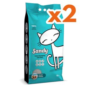 Sandy Cat Litter 2 x 10 L Doğal Sodyum Bentonit Okyanus Esintisi Kedi Kumu