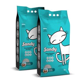 Sandy Cat Litter 2 x 10 L Doğal Sodyum Bentonit Okyanus Esintisi Kedi Kumu