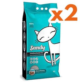 Sandy Cat Litter 2 x 10 L Doğal Sodyum Bentonit Okyanus Esintisi Kedi Kumu