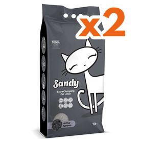 Sandy Ekstra 2 x 10 kg Topaklanan Sodyum Bentonit Active Carbon Kedi Kumu