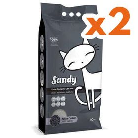 Sandy Ekstra 2 x 10 kg Topaklanan Sodyum Bentonit Active Carbon Kedi Kumu