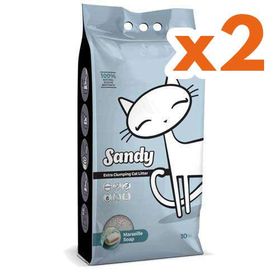 Sandy Ekstra 2 x 10 kg Topaklanan Sodyum Bentonit Marsilya Sabunlu Kedi Kumu