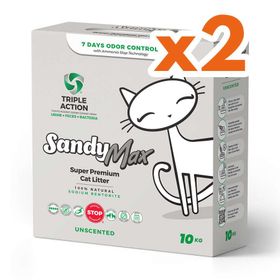 Sandy Max Triple Action 2 x 10 kg Tozsuz Topaklanan Bentonit Doğal Kedi Kumu