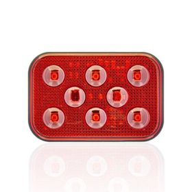Sanel SBD12R6 Dış Makan Uyumlu Kırımızı 12V Üniversal Kare 6 Led Aydınlatma