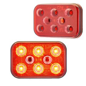 Sanel SBD12R6 Dış Makan Uyumlu Kırımızı 12V Üniversal Kare 6 Led Aydınlatma