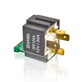 Sanel SR1244B 12 Volt 30 Amper 4 Uçlu Sigortalı Braketli Mini Röle
