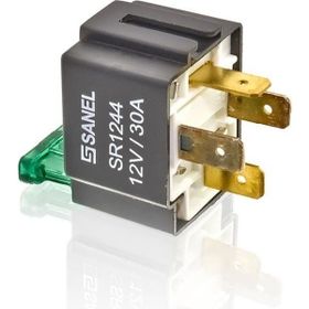 Sanel SR1244B 12 Volt 30 Amper 4 Uçlu Sigortalı Braketli Mini Röle