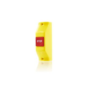 Sanel SSB863 Sarı Zemin Kırmızı Düğme Boru Tipi Montaj Stop Yazısı Buton