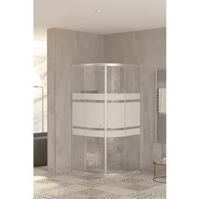Sanica 5 mm 100x100 Oval Şerit Desenli Orbit Cam Duşakabin