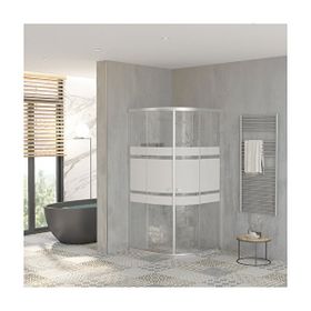 Sanica 5 mm 100x100 Oval Şerit Desenli Orbit Cam Duşakabin