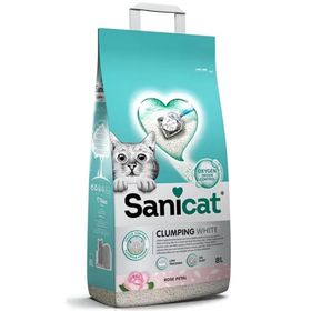 Sanicat 8 lt Rose Petal Topaklanan Beyaz Bentonit Kedi Kumu