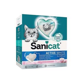 Sanicat Active White Oksijen Kontrollü Koku Emici Lotus Çiçeği Kokulu Ultra Topaklanan 10 lt Kedi Kumu