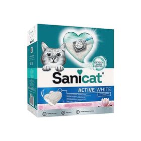 Sanicat Active White Oksijen Kontrollü Koku Emici Lotus Çiçeği Kokulu Ultra Topaklanan 6 lt Kedi Kumu