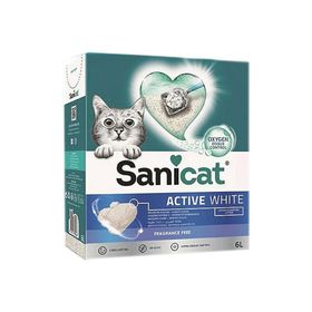 Sanicat Active White Oksijen Kontrollü Koku Emici Ultra Topaklanan 6 lt Kedi Kumu