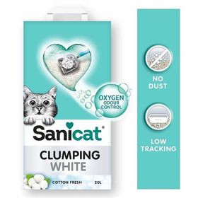 Sanicat Clumping White Cotton Fresh Oksijen Kontrol 20 lt Kedi Kumu