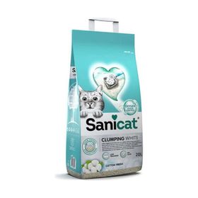 Sanicat Clumping White Cotton Fresh Oksijen Kontrol Emici Bentonit 20 lt Kedi Kumu