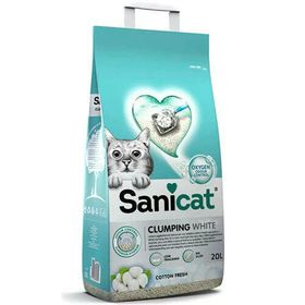Sanicat Clumping White Cotton Fresh Oksijen Kontrol Emici Bentonit 20 lt Kedi Kumu