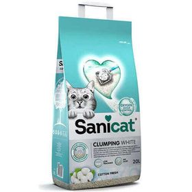 Sanicat Clumping White Cotton Fresh Oksijen Kontrol Emici Bentonit 20 lt Kedi Kumu
