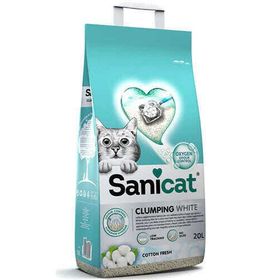 Sanicat Clumping White Cotton Fresh Oksijen Kontrol Emici Bentonit 20 lt Kedi Kumu