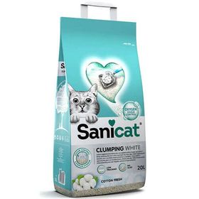 Sanicat Clumping White Cotton Fresh Oksijen Kontrol Emici Bentonit 20 lt Kedi Kumu