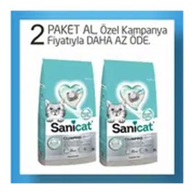 Sanicat Clumping White Oksijen Kontrol Süper Topaklanan 2x8 lt Kedi Kumu