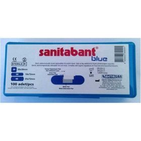 Sanitabant Metal Pedli Steril Mavi 100 Adet Yara Bandı