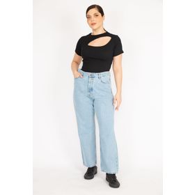 Şans 65N36219 Mavi Kadın Kot Pantolon