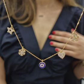 Şans Kolye Gold Kaplama 925 Ayar Gümüş Kolye