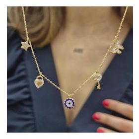 Şans Kolye Gold Kaplama 925 Ayar Gümüş Kolye