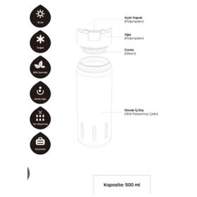 Santeco Nora 500 ml Sarı Termos