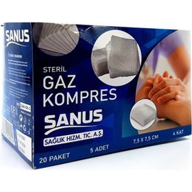 Sanus 7.5x7.5 Cm 4 Kat 100'lü Gaz Kompress