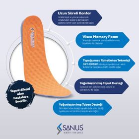 Sanus M900 Visco Memory Foam Anatomik Unisex Fosforlu Turuncu Tabanlık