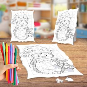 Şapkalı Penguen Boyama Puzzle Tablo