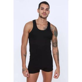 Saran 3005 Penye Klasik Askılı 3 Adet Siyah Erkek Atlet