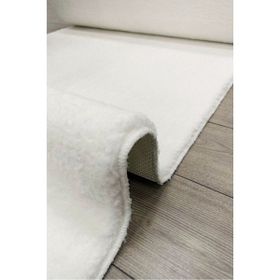 Sarar Post Peluş Beyaz Kaymaz Taban Kesme 80x300 cm Yolluk