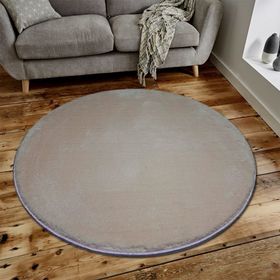 Sarar Post Pofuduk Beyaz Yuvarlak Kaymaz Taban 150x150 cm Salon Halı